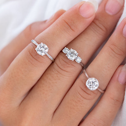 2 CT Round Three Stones Lab Grown Diamond Engagement Ring