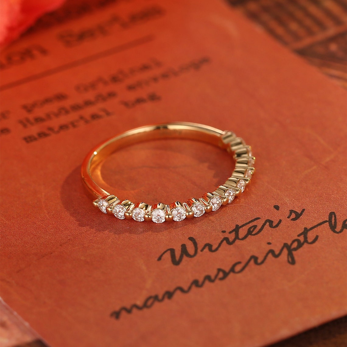 0.2 TCW Round Cut Pave Moissanite Bridal Wedding Band 5