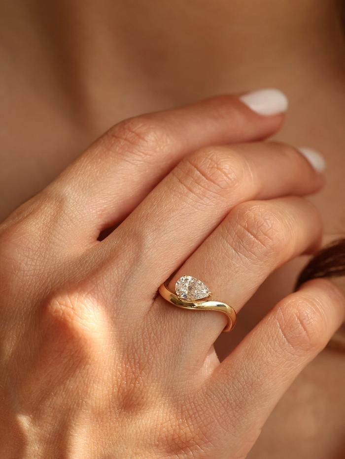 Marquise Cut Cluster Styled Lab Grown Diamond Engagement Ring