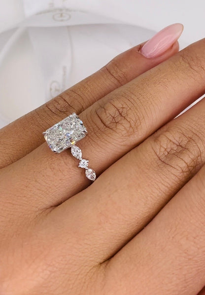 Classic 2.50 CT Radiant Moissanite Engagement Ring with Pave Design 3