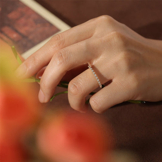 0.2 TCW Round Cut Pave Moissanite Bridal Wedding Band 1