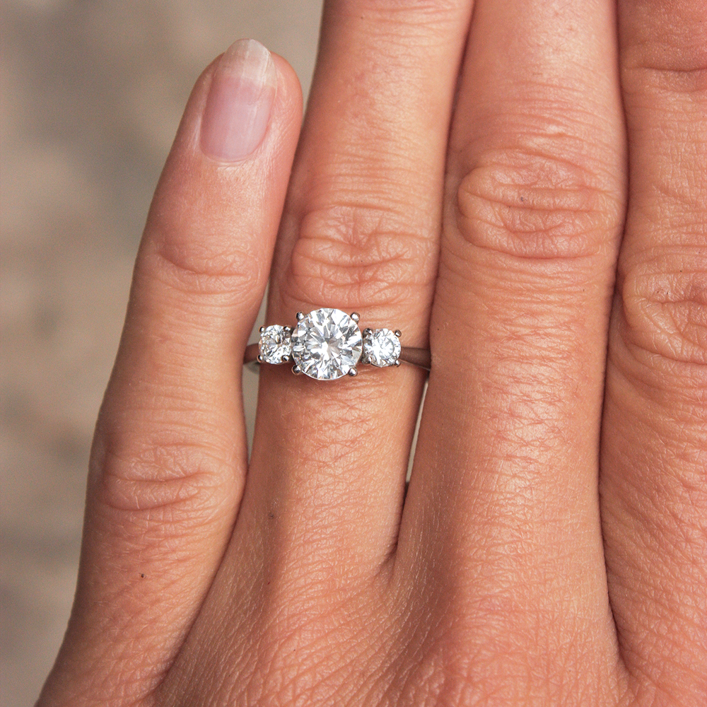 2 CT Round Three Stones Lab Grown Diamond Engagement Ring