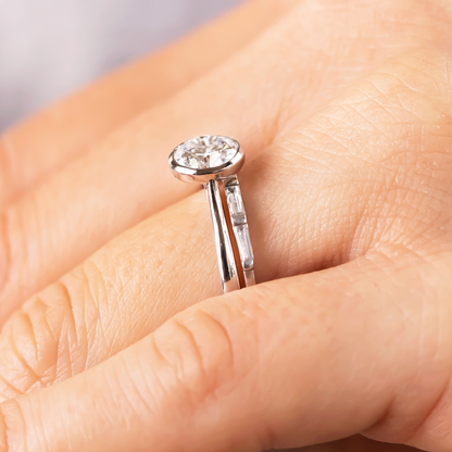 2 CT Round Three Stones Lab Grown Diamond Engagement Ring