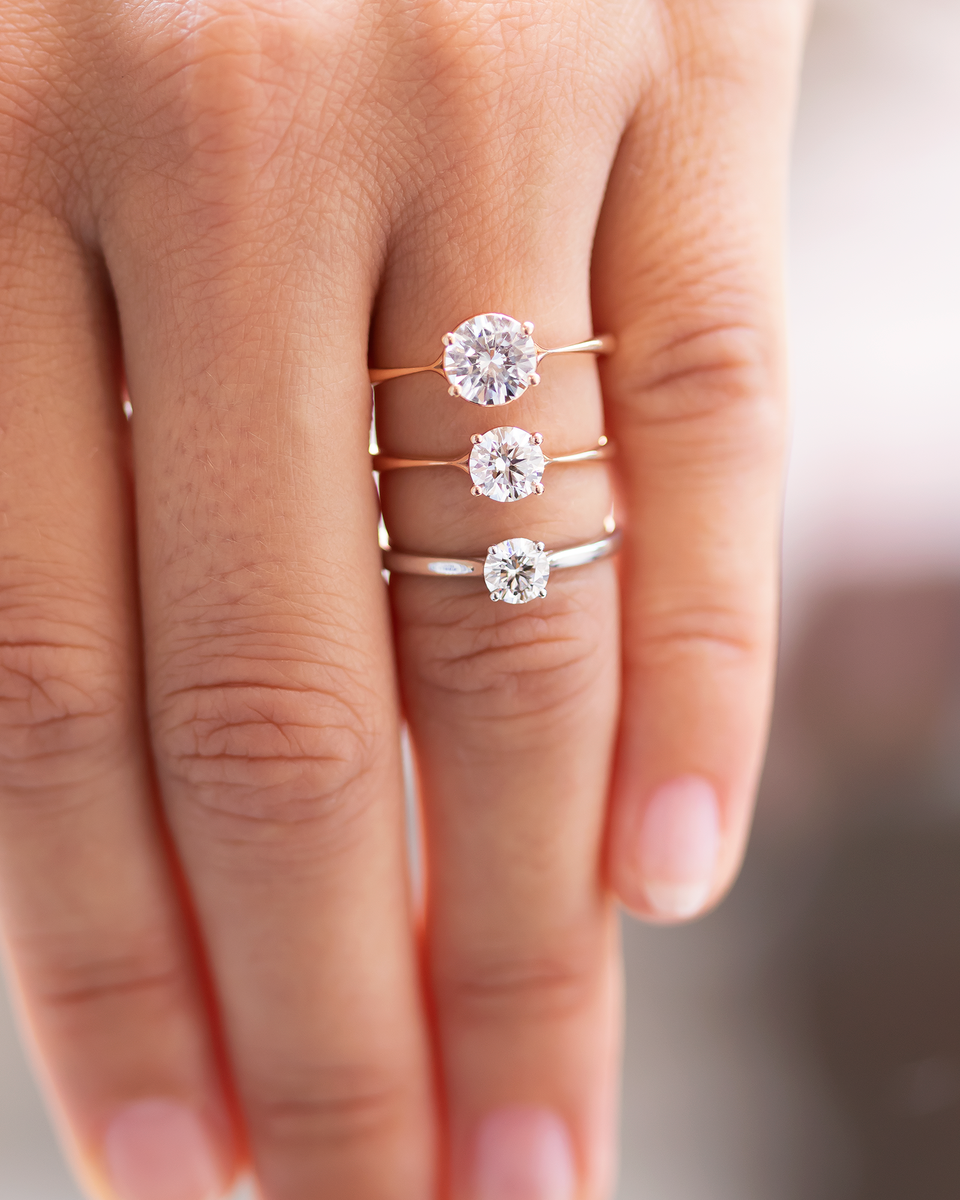 2 CT Round Three Stones Lab Grown Diamond Engagement Ring