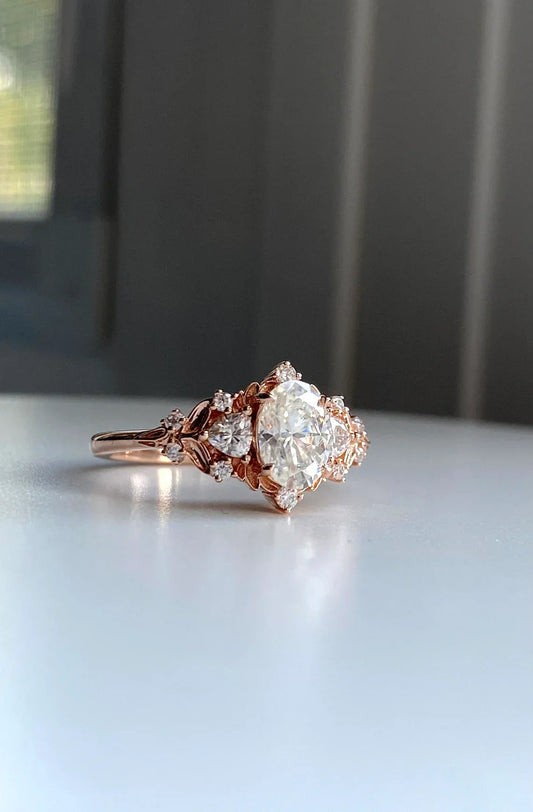 Oval Nature Inspired  Engagement Ring – 1 CT Lab Grown Diamond