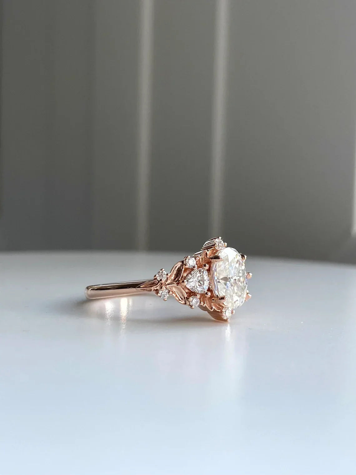 Oval Nature Inspired  Engagement Ring – 1 CT Lab Grown Diamond