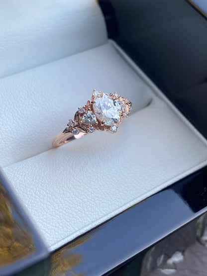 Oval Nature Inspired  Engagement Ring – 1 CT Lab Grown Diamond