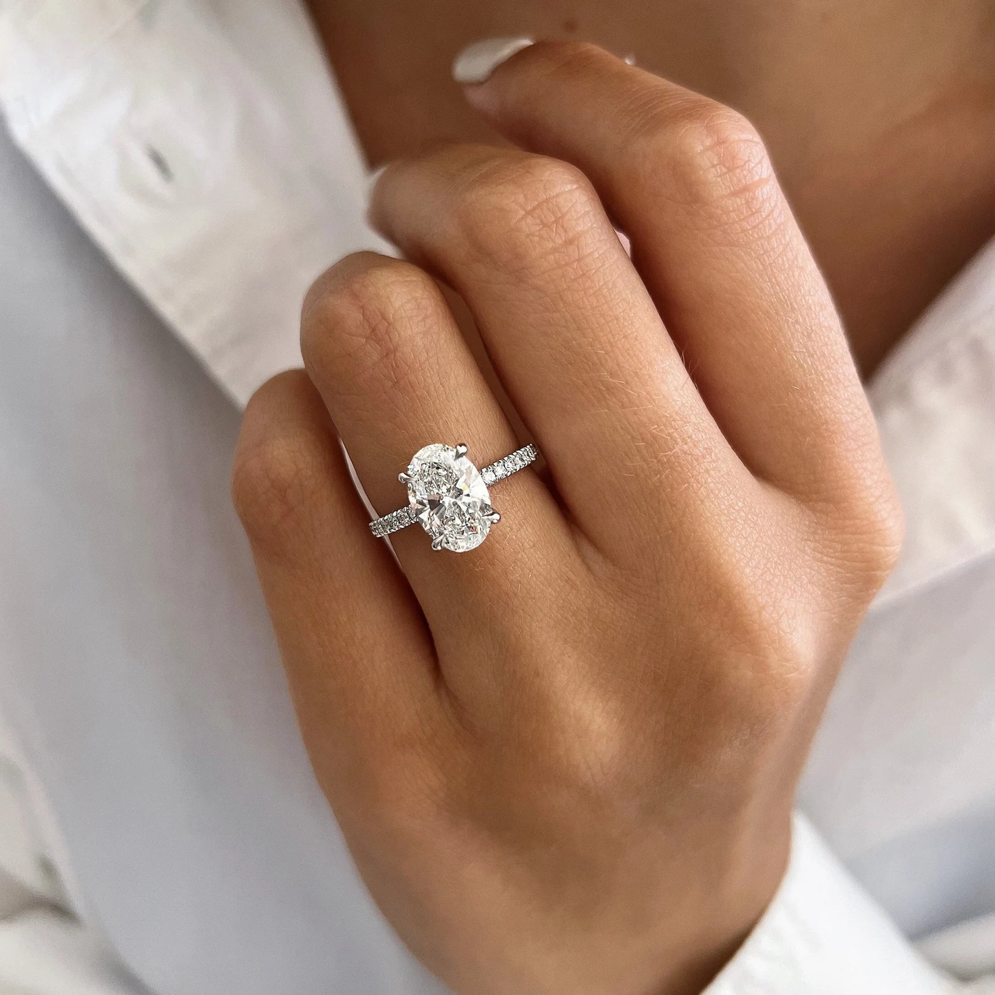 Round Halo, Pave & Split Shank Engagement Ring – 1.93 CT Lab Grown Diamond