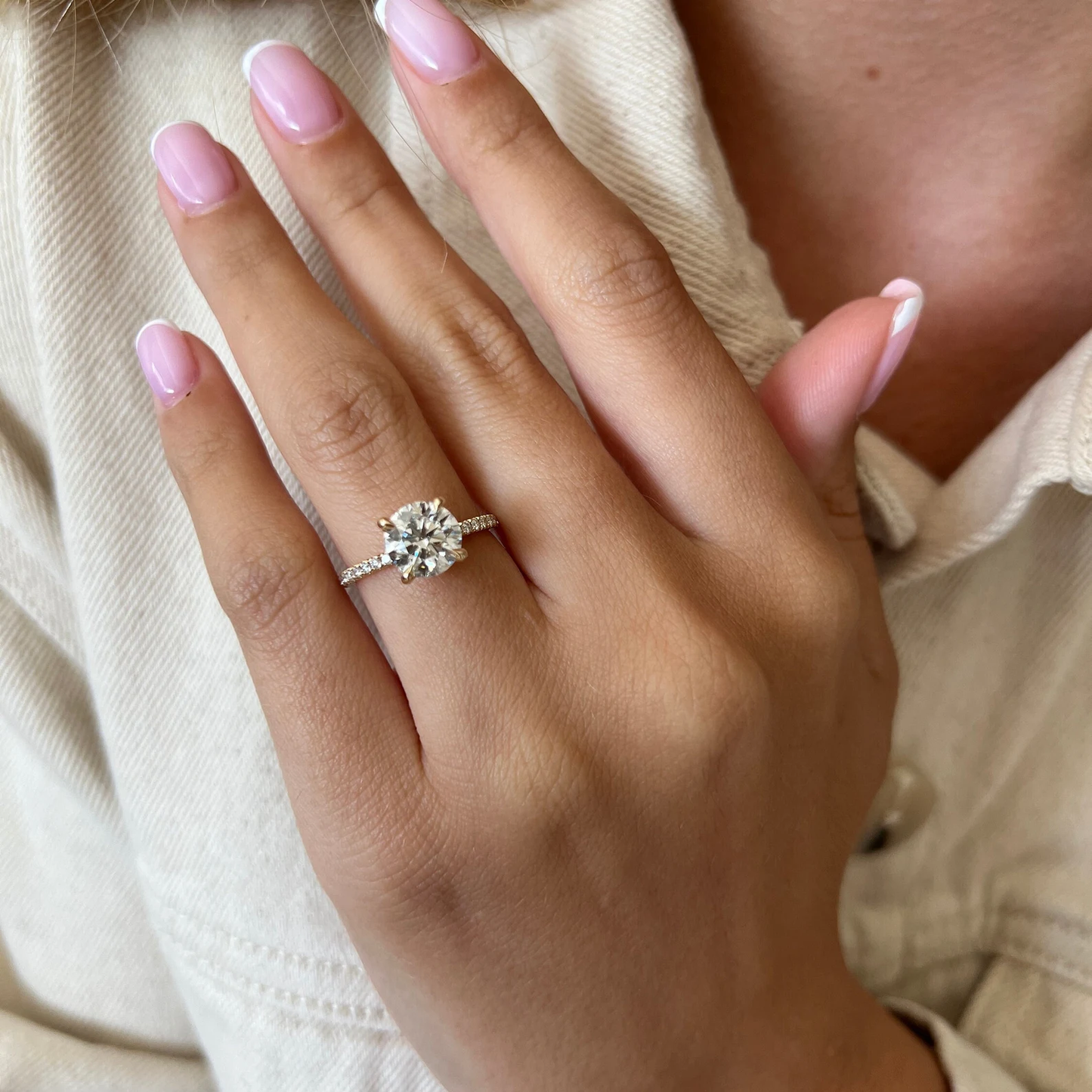 Round Halo, Pave & Split Shank Engagement Ring – 1.93 CT Lab Grown Diamond