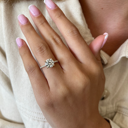 Round Halo, Pave & Split Shank Engagement Ring – 1.93 CT Lab Grown Diamond