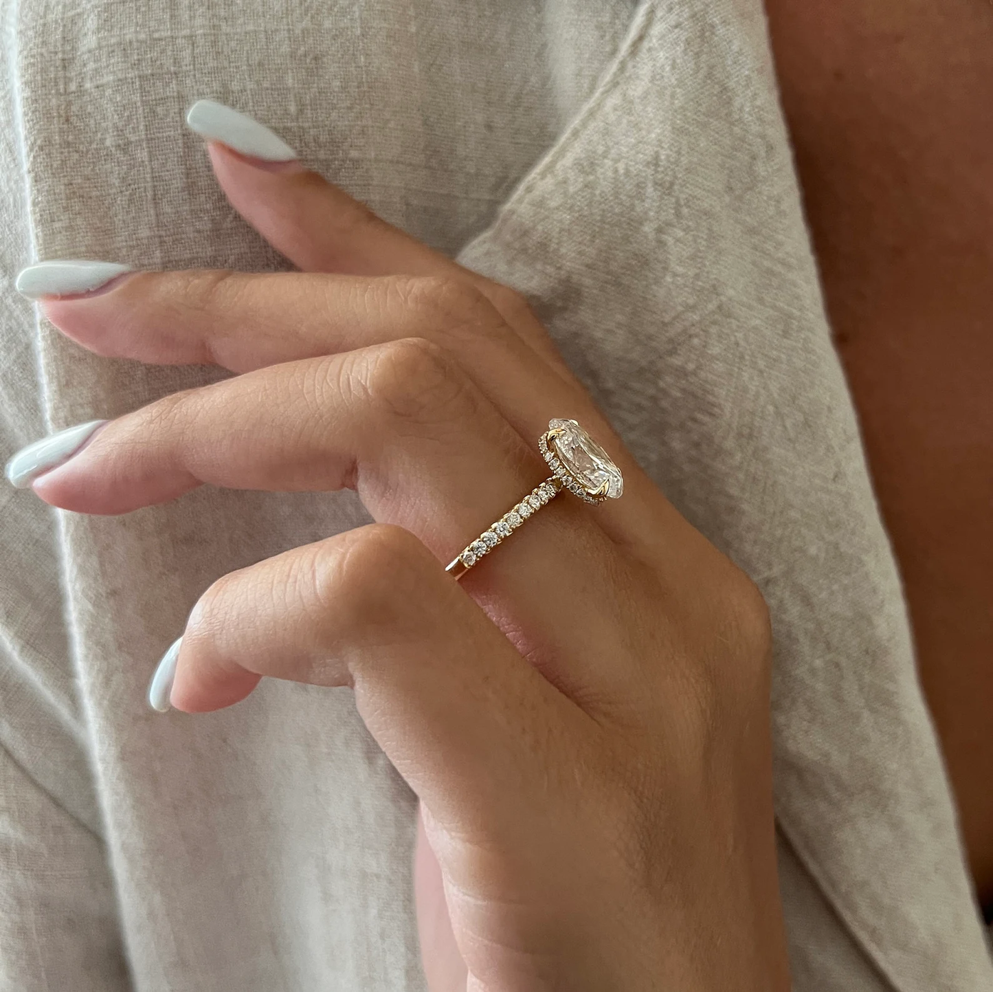 Round Halo, Pave & Split Shank Engagement Ring – 1.93 CT Lab Grown Diamond