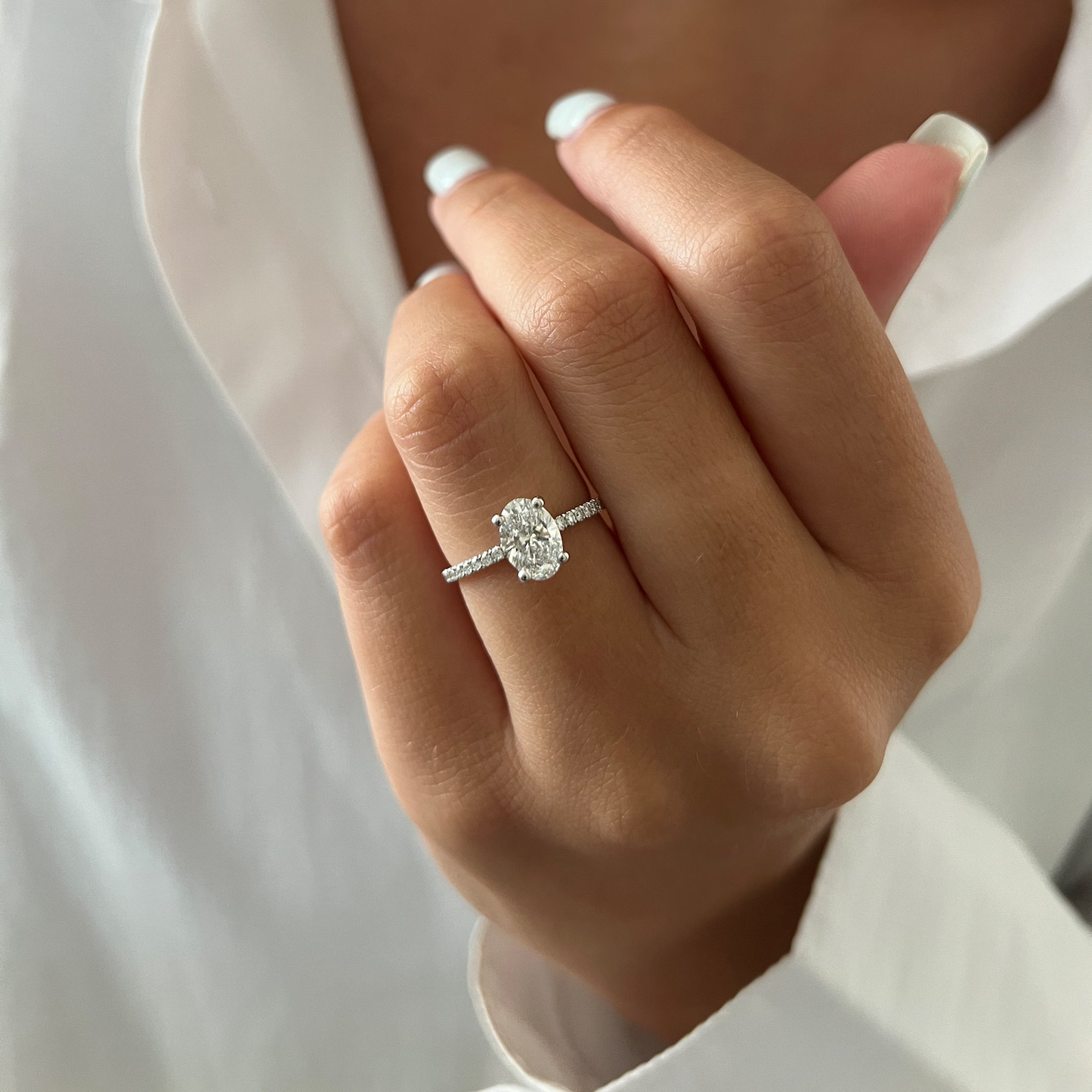 Round Halo, Pave & Split Shank Engagement Ring – 1.93 CT Lab Grown Diamond