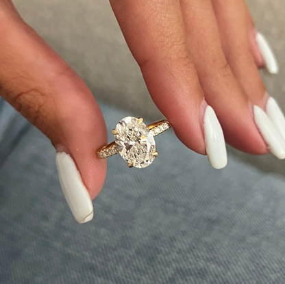 Round Halo, Pave & Split Shank Engagement Ring – 1.93 CT Lab Grown Diamond