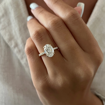 Round Halo, Pave & Split Shank Engagement Ring – 1.93 CT Lab Grown Diamond