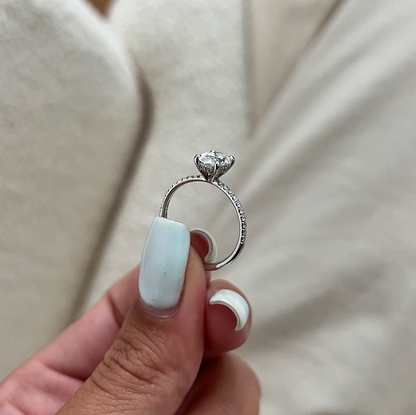 Round Halo, Pave & Split Shank Engagement Ring – 1.93 CT Lab Grown Diamond