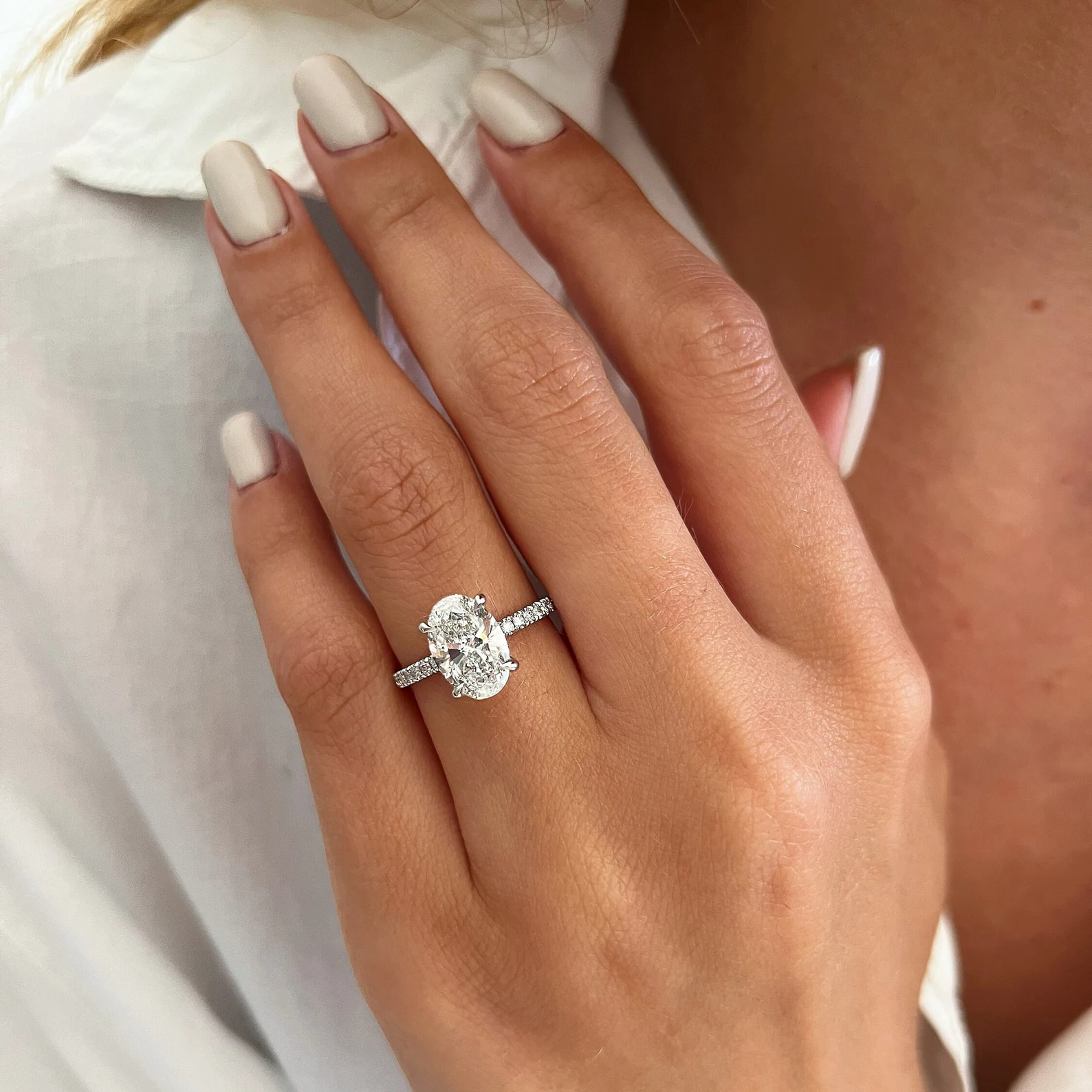 Round Halo, Pave & Split Shank Engagement Ring – 1.93 CT Lab Grown Diamond