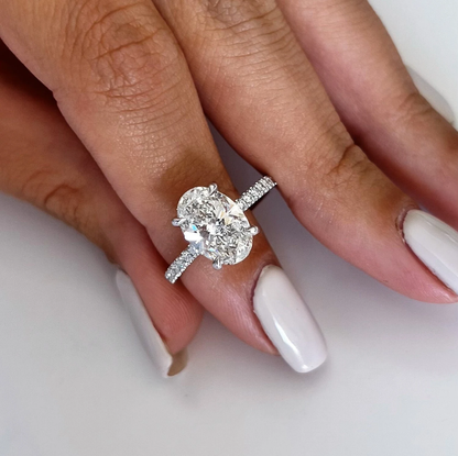 Round Halo, Pave & Split Shank Engagement Ring – 1.93 CT Lab Grown Diamond
