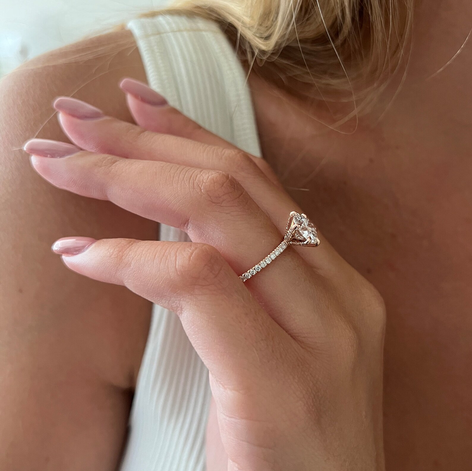 Round Halo, Pave & Split Shank Engagement Ring – 1.93 CT Lab Grown Diamond