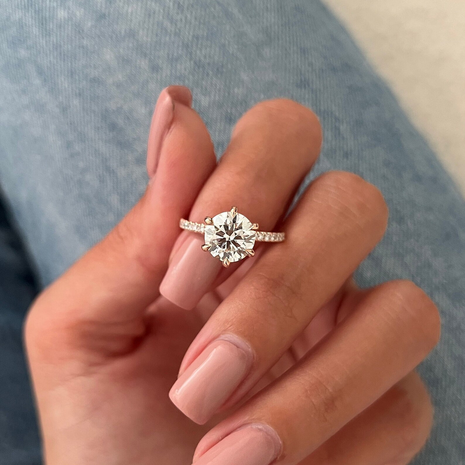 Round Halo, Pave & Split Shank Engagement Ring – 1.93 CT Lab Grown Diamond