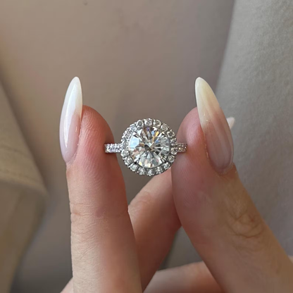 Round Halo, Pave & Split Shank Engagement Ring – 1.93 CT Lab Grown Diamond