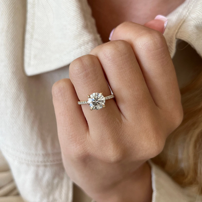 Round Halo, Pave & Split Shank Engagement Ring – 1.93 CT Lab Grown Diamond