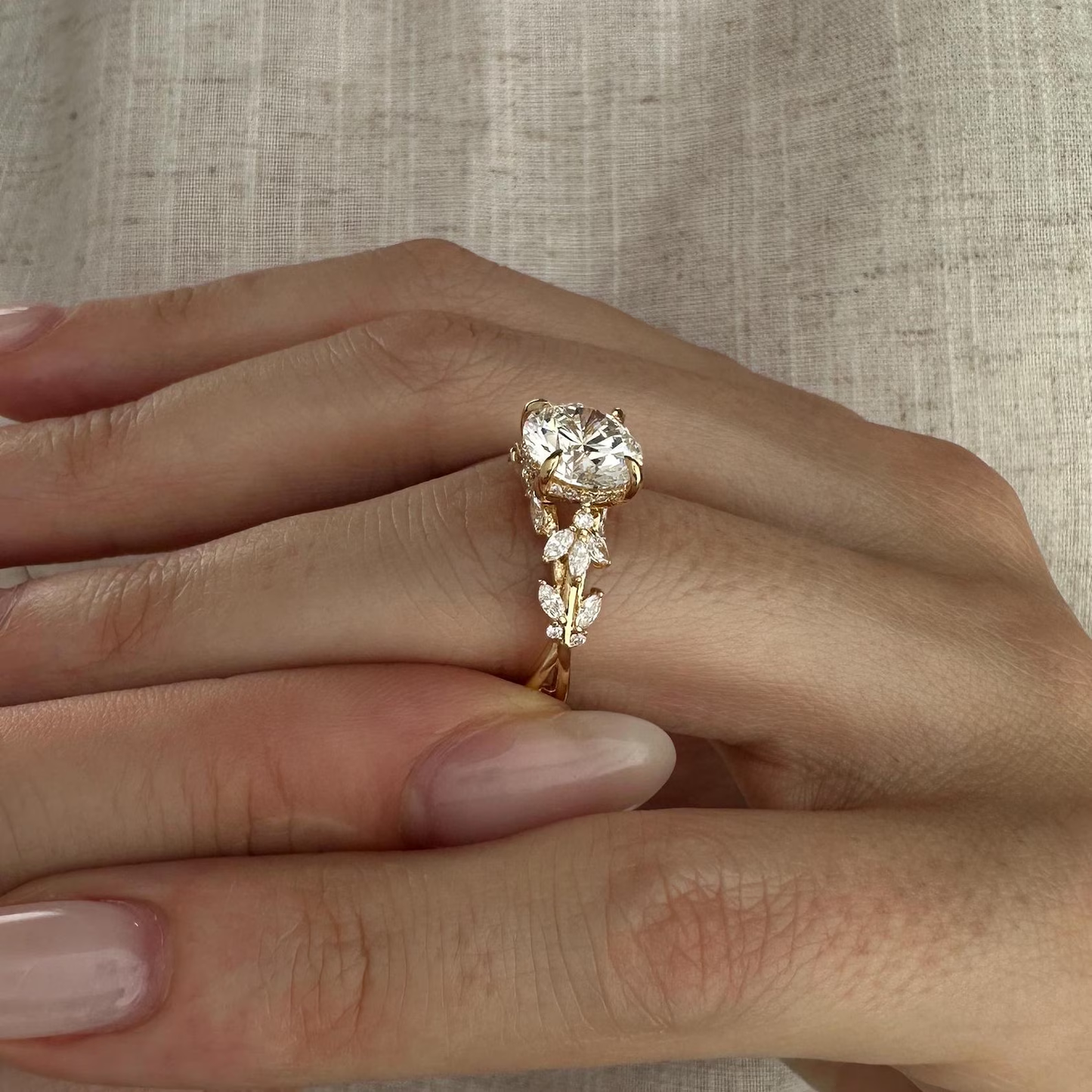 Round Halo, Pave & Split Shank Engagement Ring – 1.93 CT Lab Grown Diamond