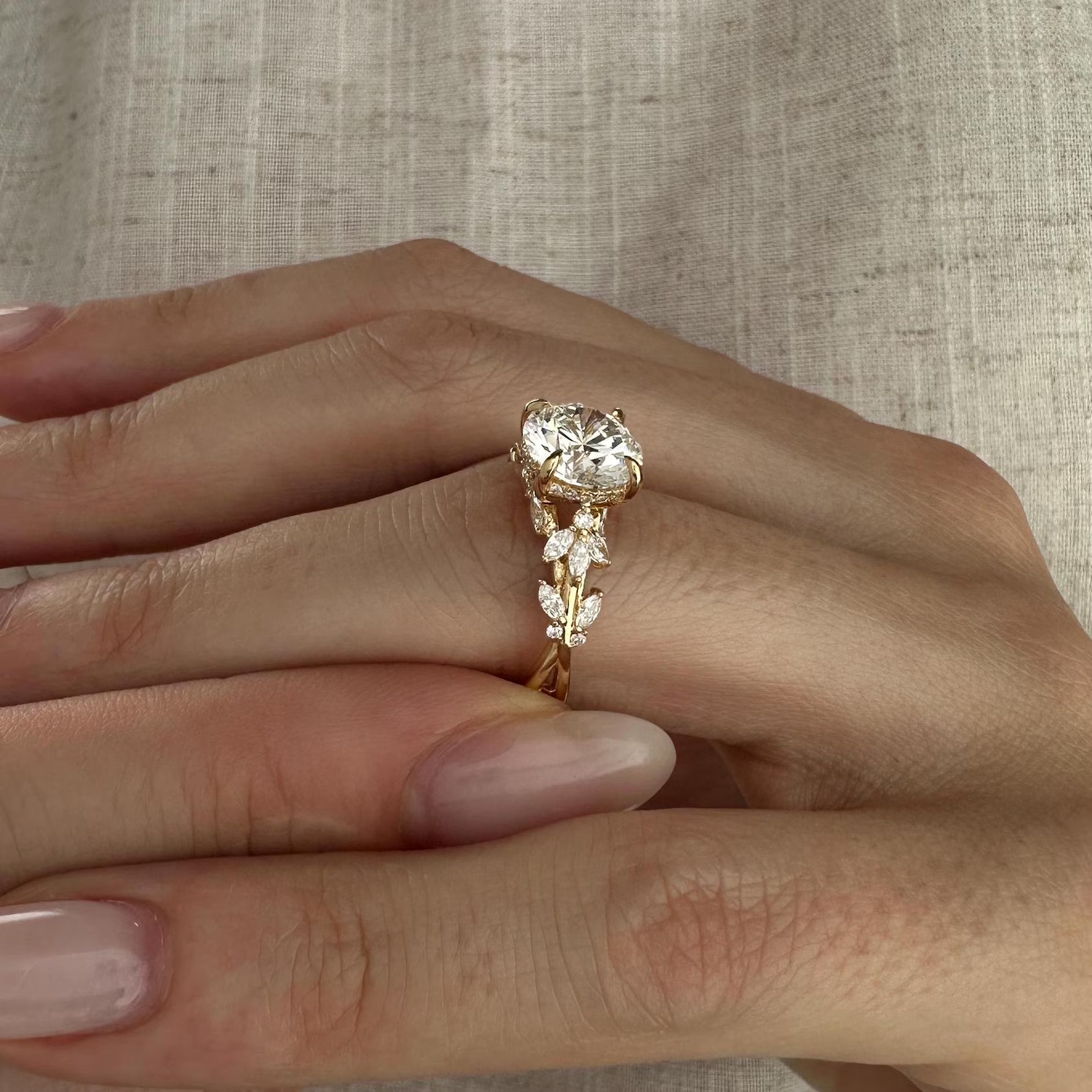 Round Halo, Pave & Split Shank Engagement Ring – 1.93 CT Lab Grown Diamond
