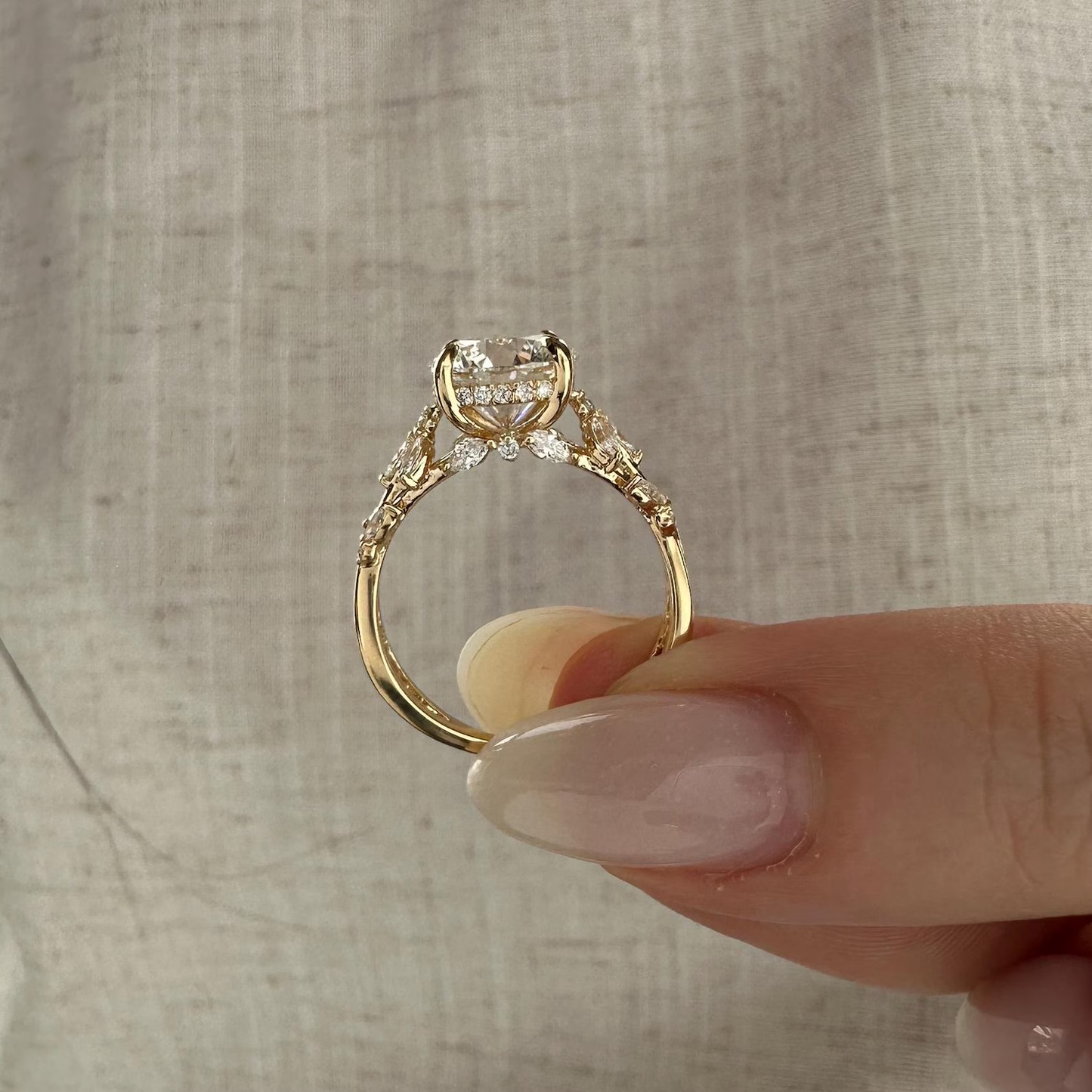 Round Halo, Pave & Split Shank Engagement Ring – 1.93 CT Lab Grown Diamond