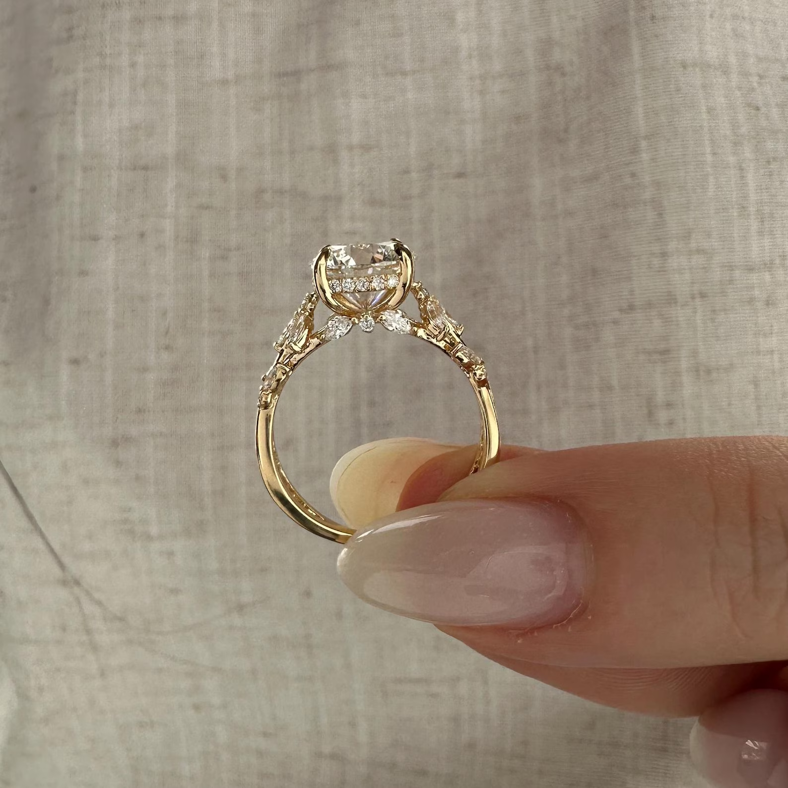 Round Halo, Pave & Split Shank Engagement Ring – 1.93 CT Lab Grown Diamond