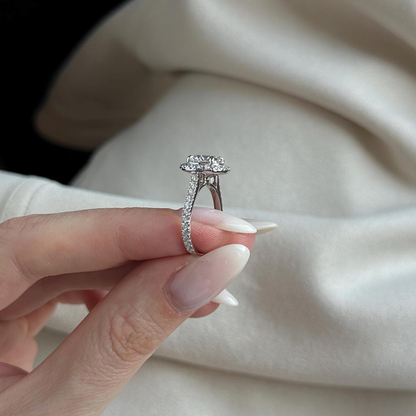 Round Halo, Pave & Split Shank Engagement Ring – 1.93 CT Lab Grown Diamond