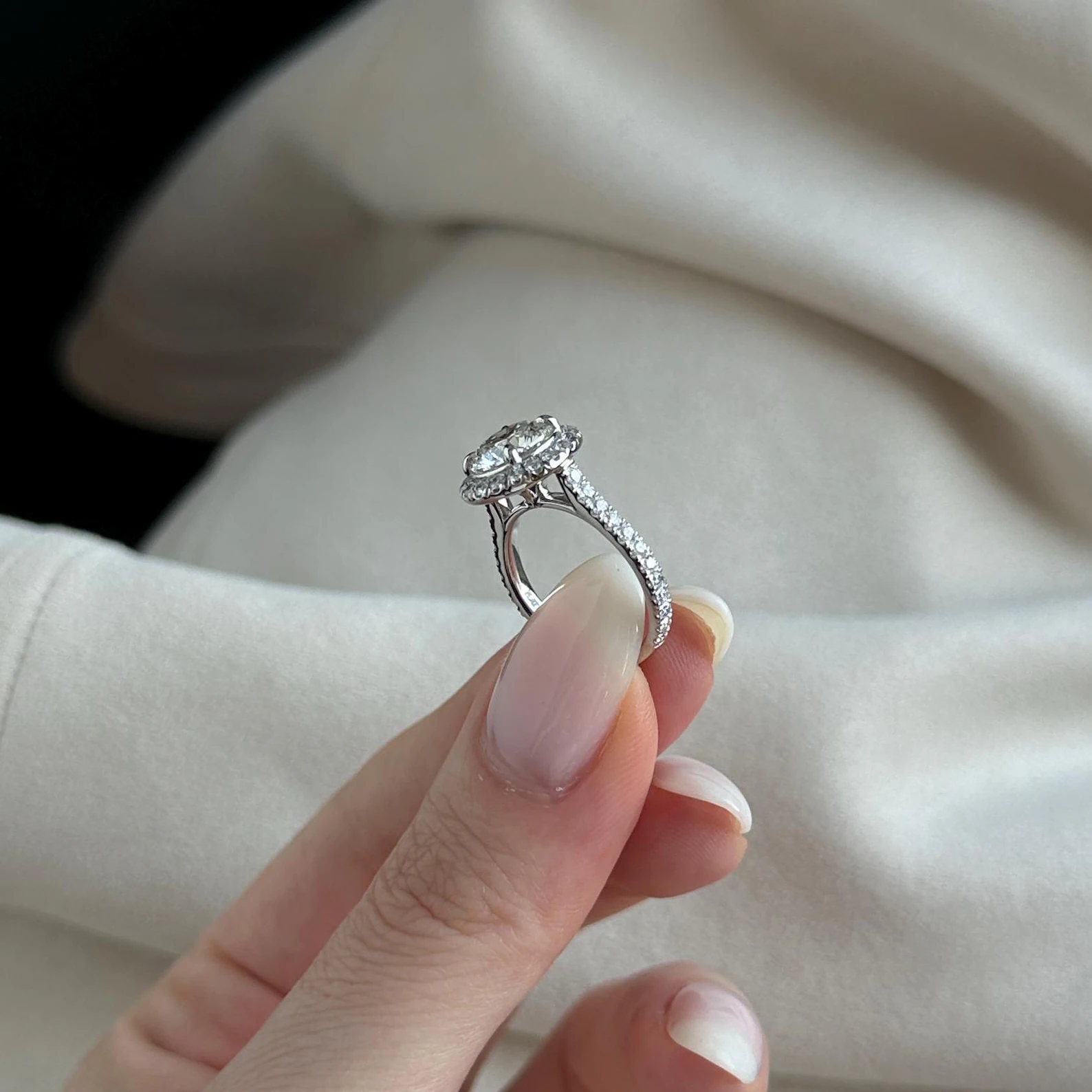 Round Halo, Pave & Split Shank Engagement Ring – 1.93 CT Lab Grown Diamond