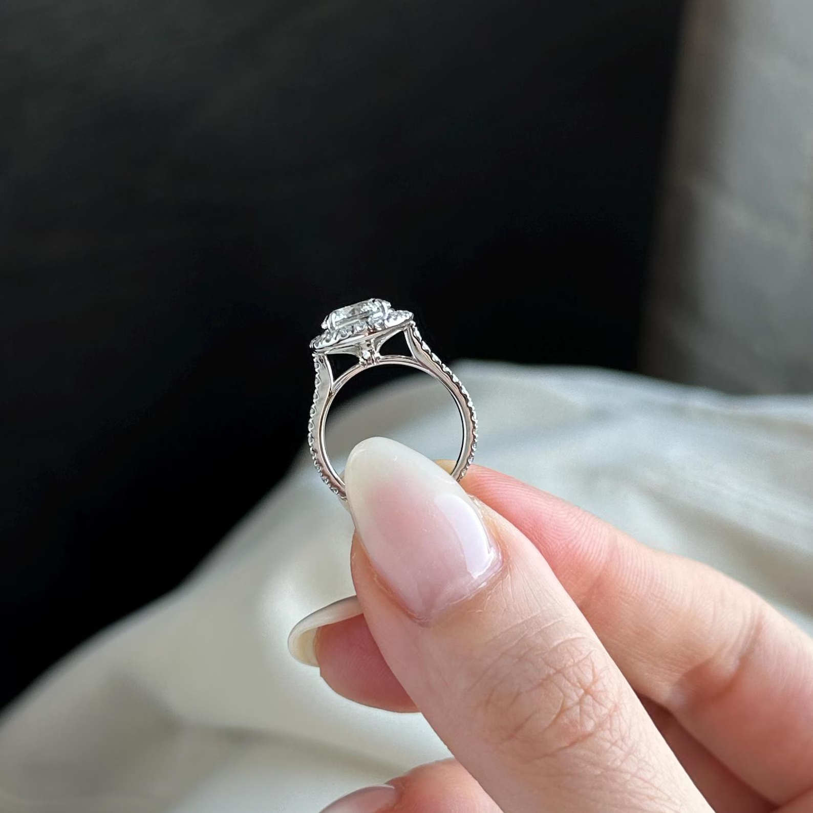 Round Halo, Pave & Split Shank Engagement Ring – 1.93 CT Lab Grown Diamond