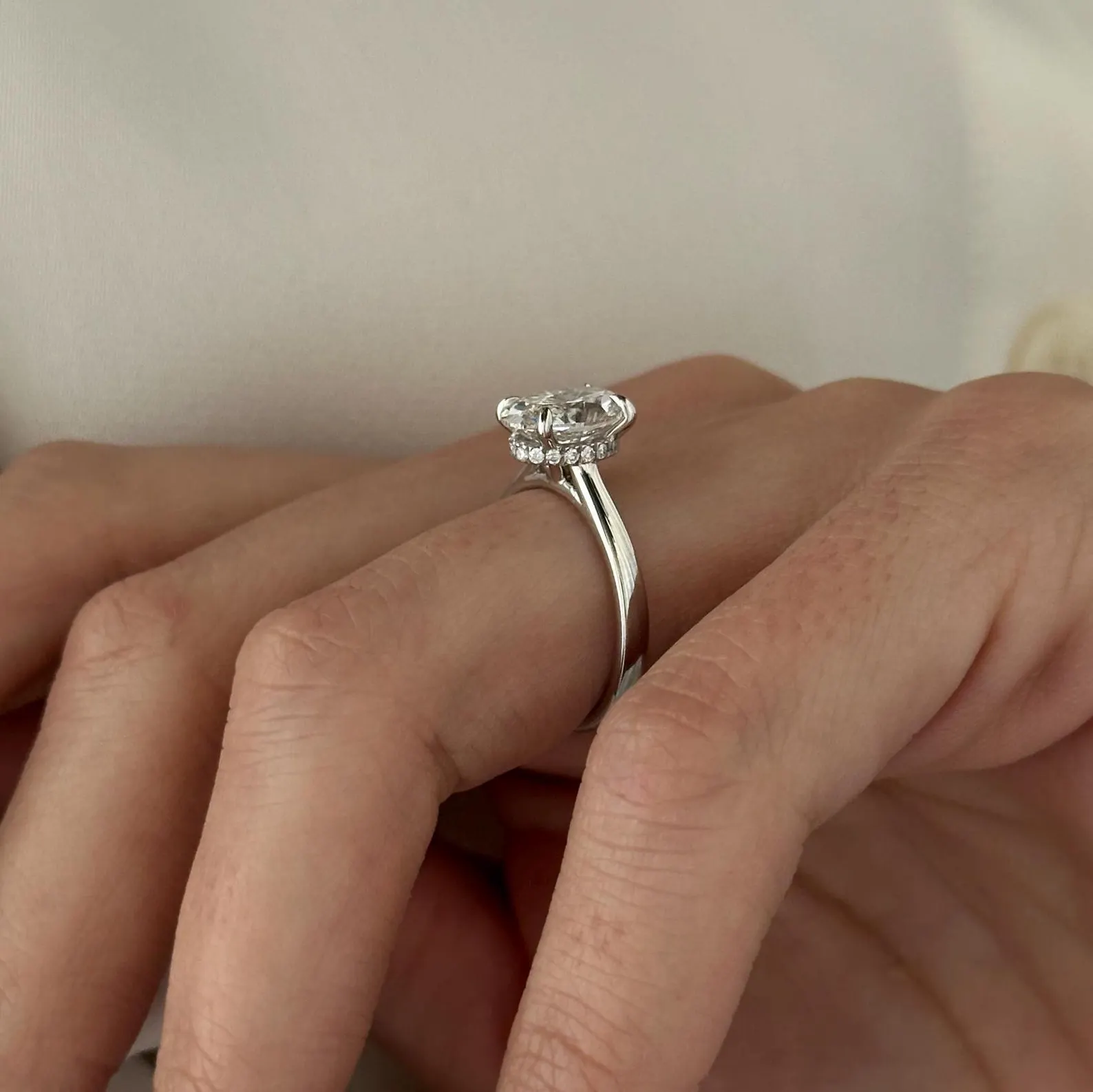 Round Halo, Pave & Split Shank Engagement Ring – 1.93 CT Lab Grown Diamond