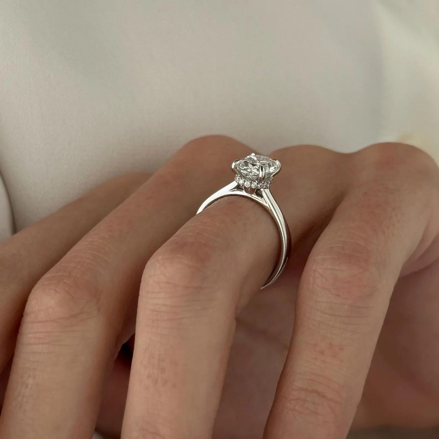 Round Halo, Pave & Split Shank Engagement Ring – 1.93 CT Lab Grown Diamond