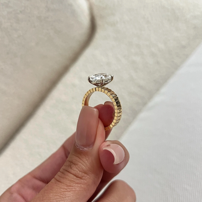 Round Halo, Pave & Split Shank Engagement Ring – 1.93 CT Lab Grown Diamond