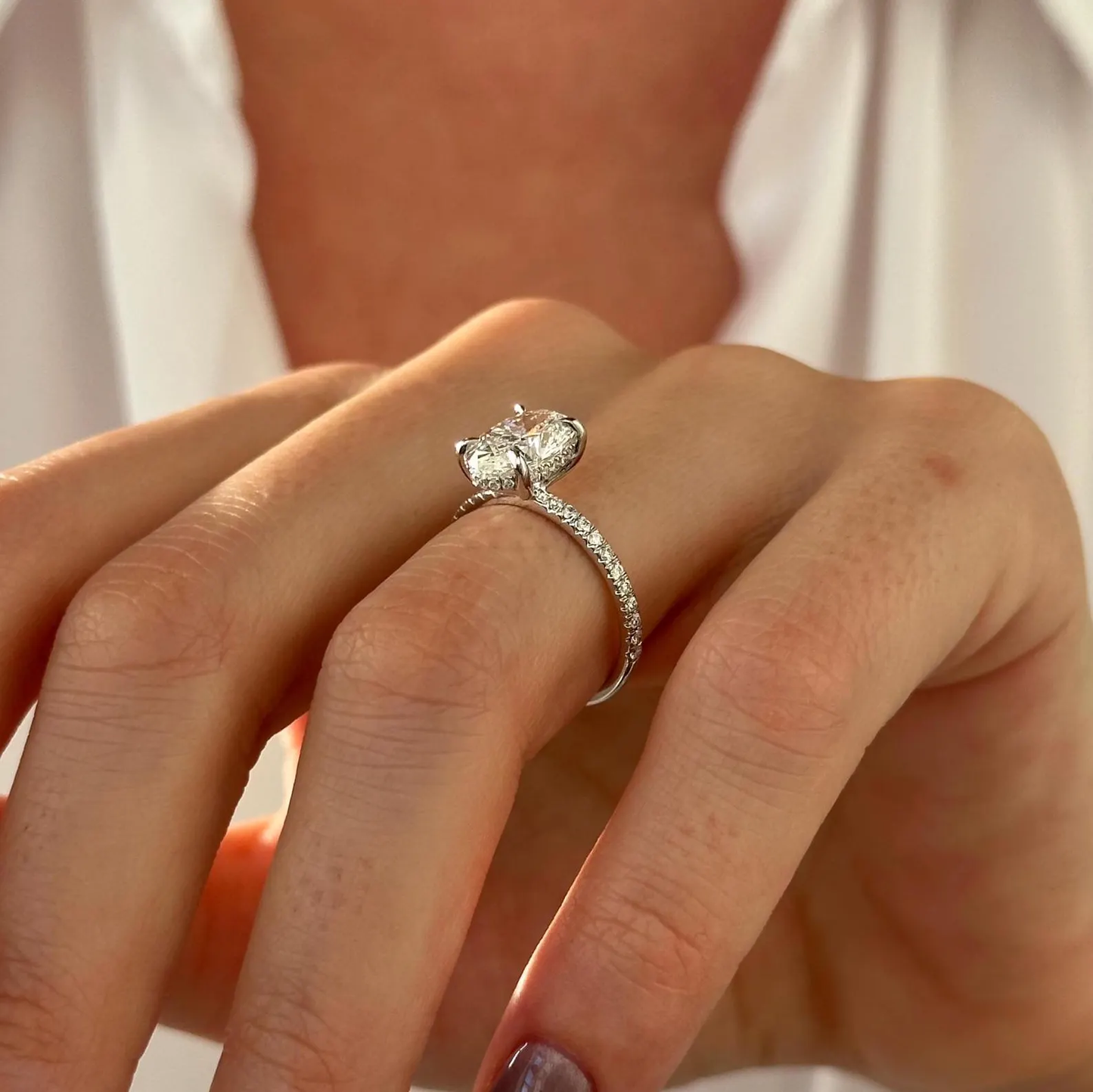 Round Halo, Pave & Split Shank Engagement Ring – 1.93 CT Lab Grown Diamond