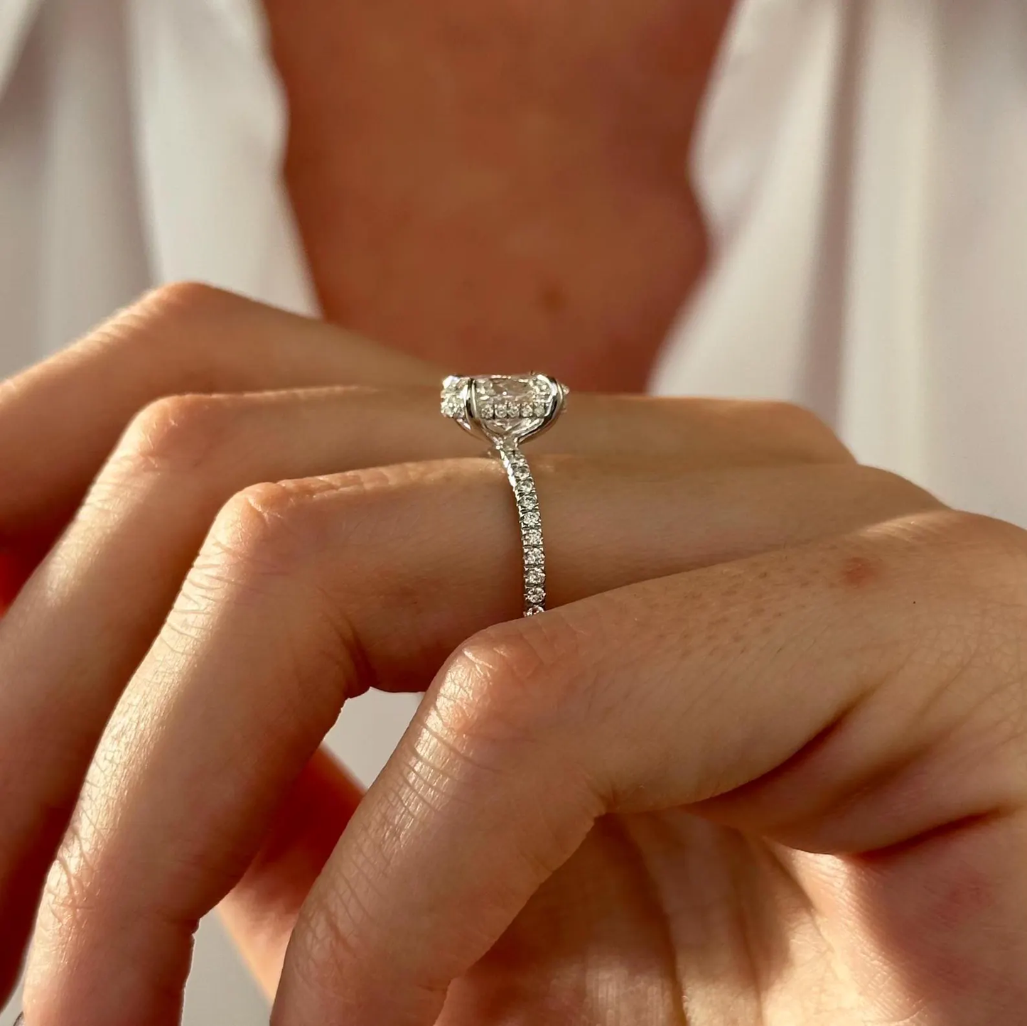 Round Halo, Pave & Split Shank Engagement Ring – 1.93 CT Lab Grown Diamond
