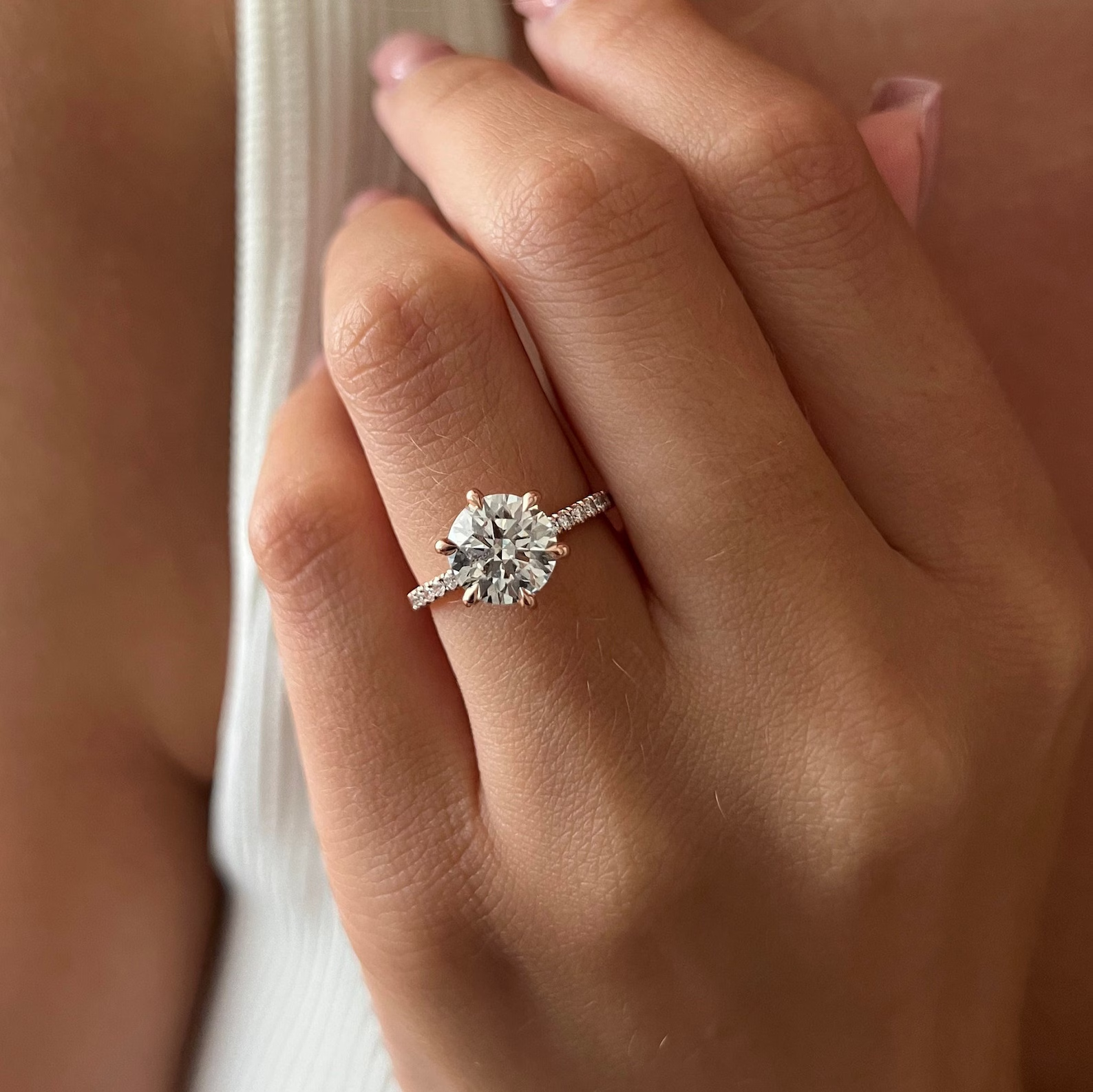 Round Halo, Pave & Split Shank Engagement Ring – 1.93 CT Lab Grown Diamond