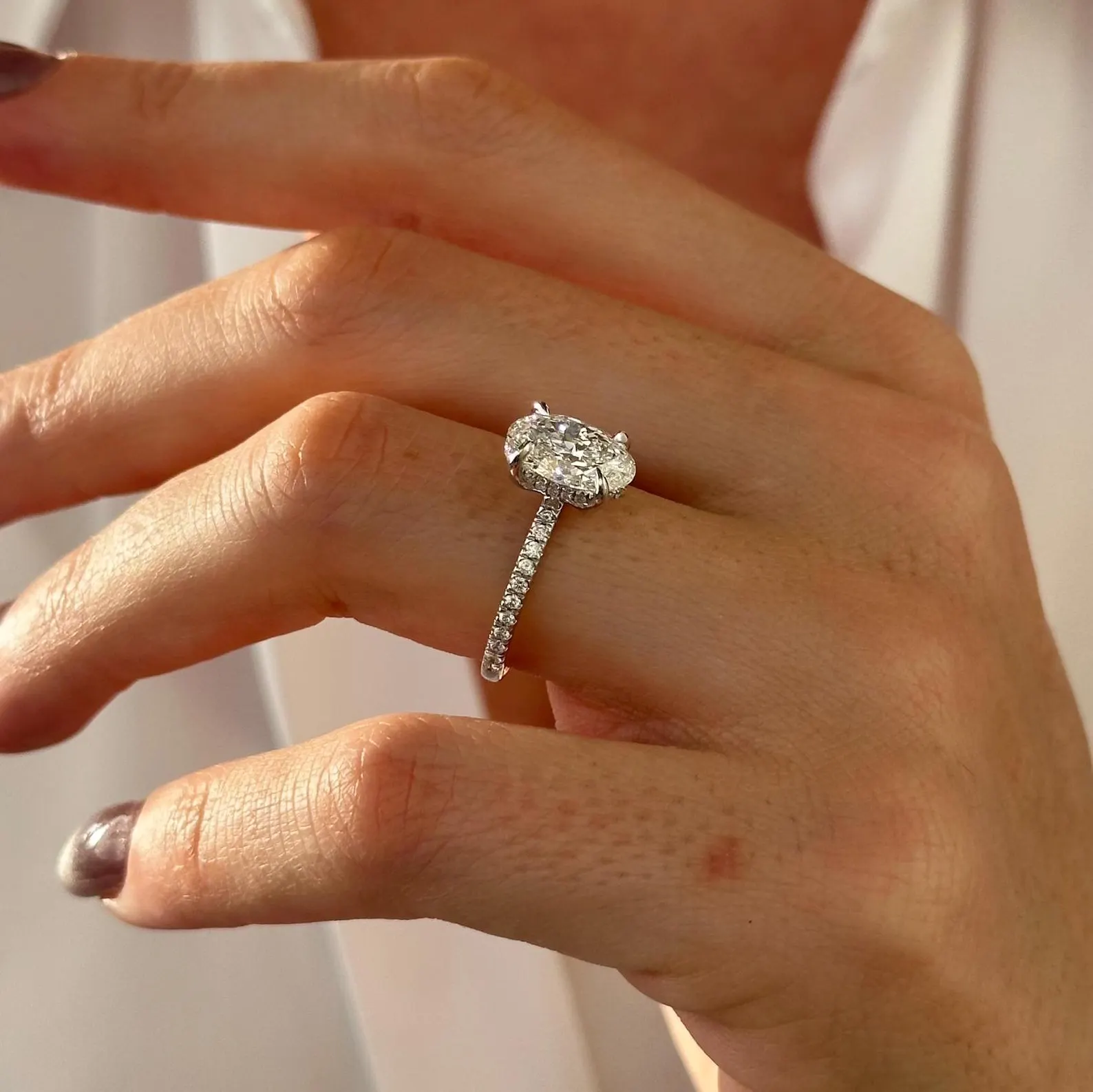 Round Halo, Pave & Split Shank Engagement Ring – 1.93 CT Lab Grown Diamond