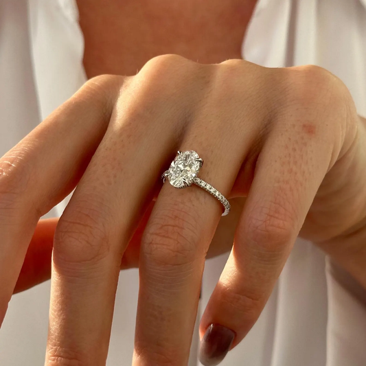 Round Halo, Pave & Split Shank Engagement Ring – 1.93 CT Lab Grown Diamond