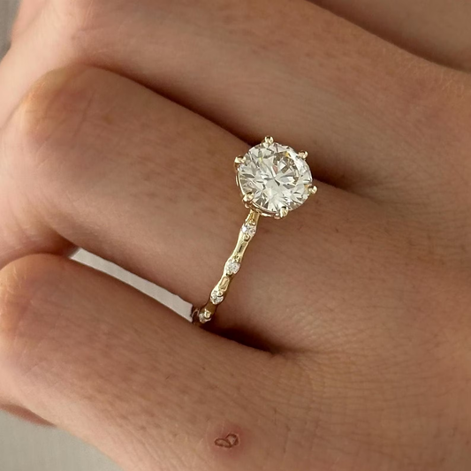Round Halo, Pave & Split Shank Engagement Ring – 1.93 CT Lab Grown Diamond