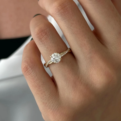 Round Halo, Pave & Split Shank Engagement Ring – 1.93 CT Lab Grown Diamond