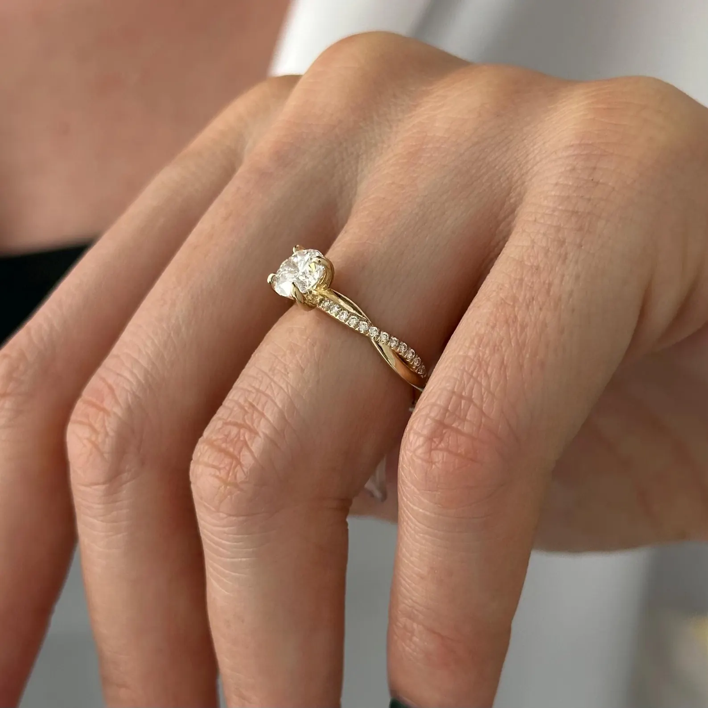 Round Halo, Pave & Split Shank Engagement Ring – 1.93 CT Lab Grown Diamond