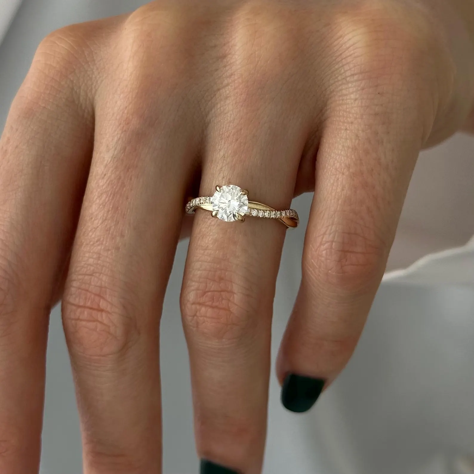 Round Halo, Pave & Split Shank Engagement Ring – 1.93 CT Lab Grown Diamond