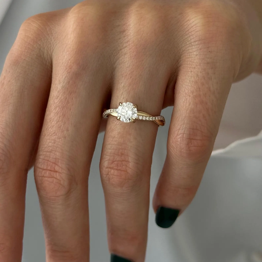 Round Halo, Pave & Split Shank Engagement Ring – 1.93 CT Lab Grown Diamond