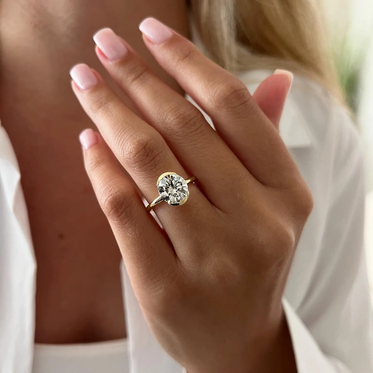 Round Halo, Pave & Split Shank Engagement Ring – 1.93 CT Lab Grown Diamond