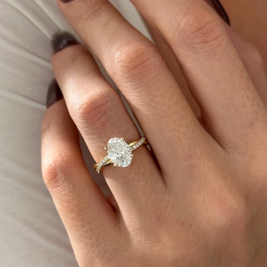 Round Halo, Pave & Split Shank Engagement Ring – 1.93 CT Lab Grown Diamond