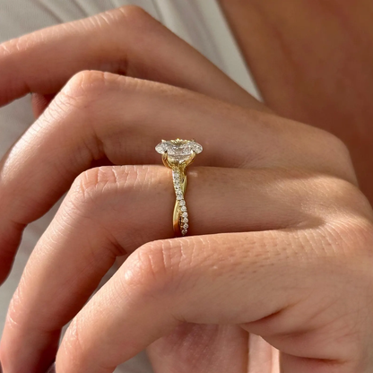 Round Halo, Pave & Split Shank Engagement Ring – 1.93 CT Lab Grown Diamond