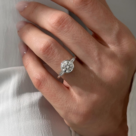 Round Halo, Pave & Split Shank Engagement Ring – 1.93 CT Lab Grown Diamond