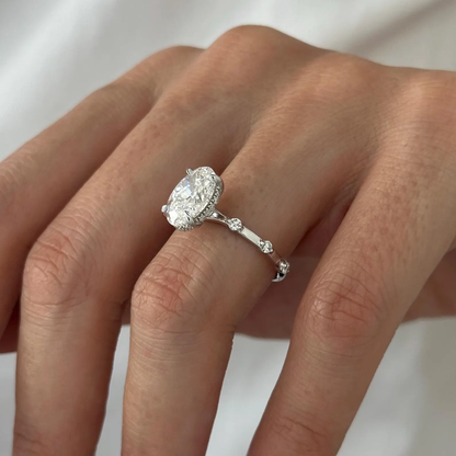 Round Halo, Pave & Split Shank Engagement Ring – 1.93 CT Lab Grown Diamond